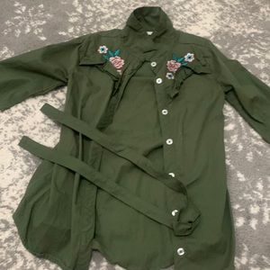 Western girls dress with tie belt